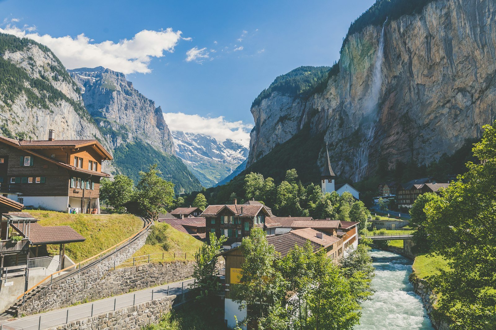 Swiss alpine lake and mountains