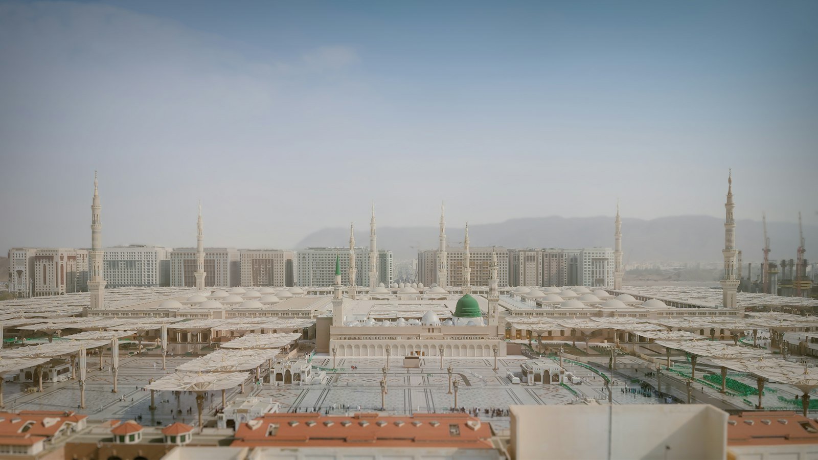 Green Dome and minarets of Masjid an-Nabawi in Madinah