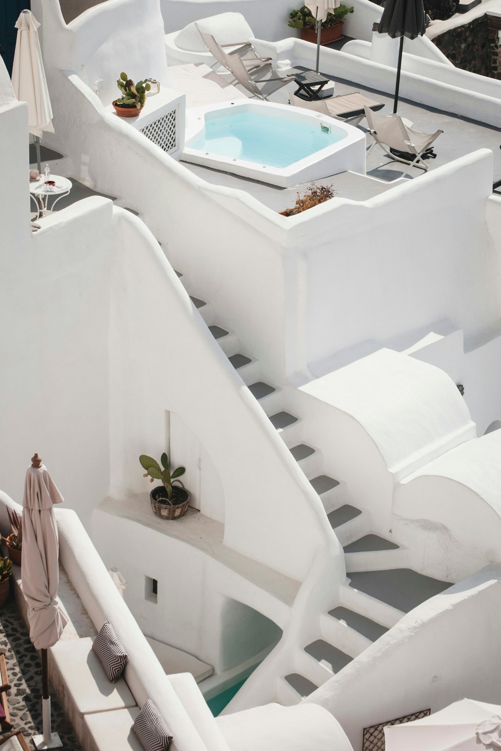 Private Santorini pool and white architecture