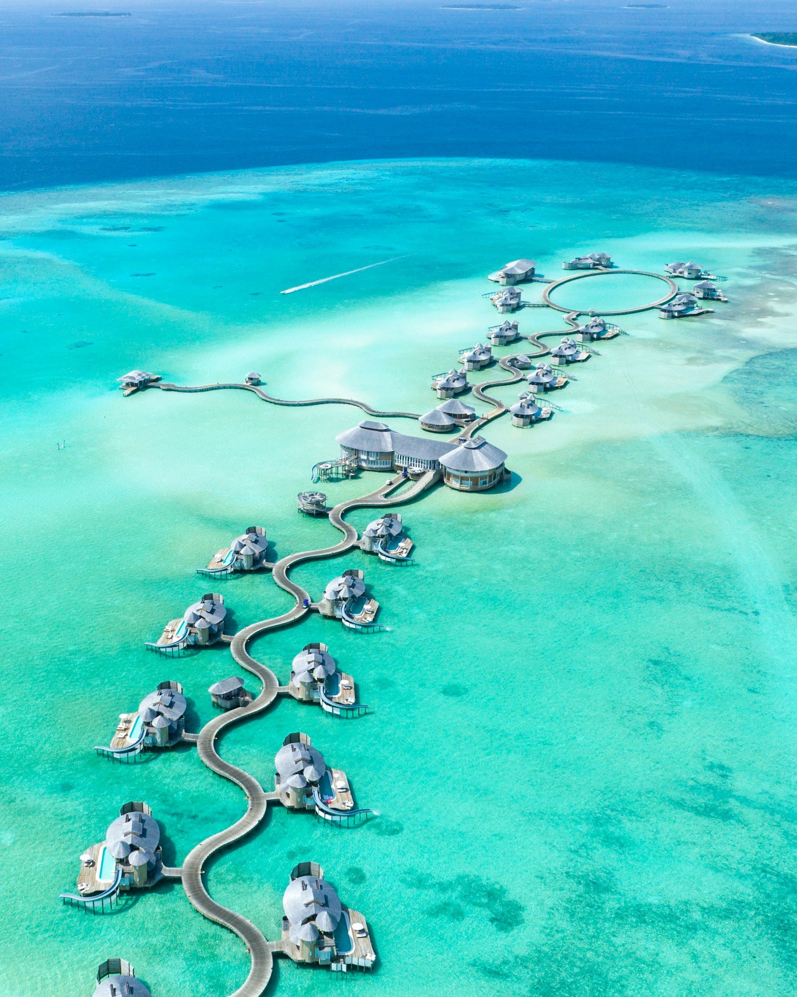 Maldives water villas and clear lagoon