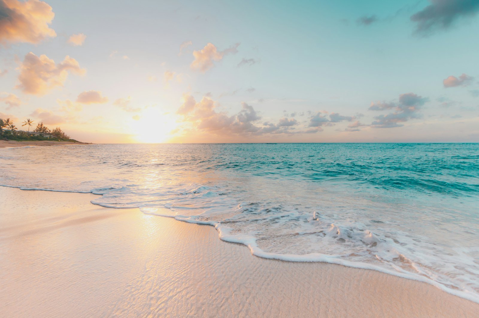 White sand tropical beach and clear blue sea