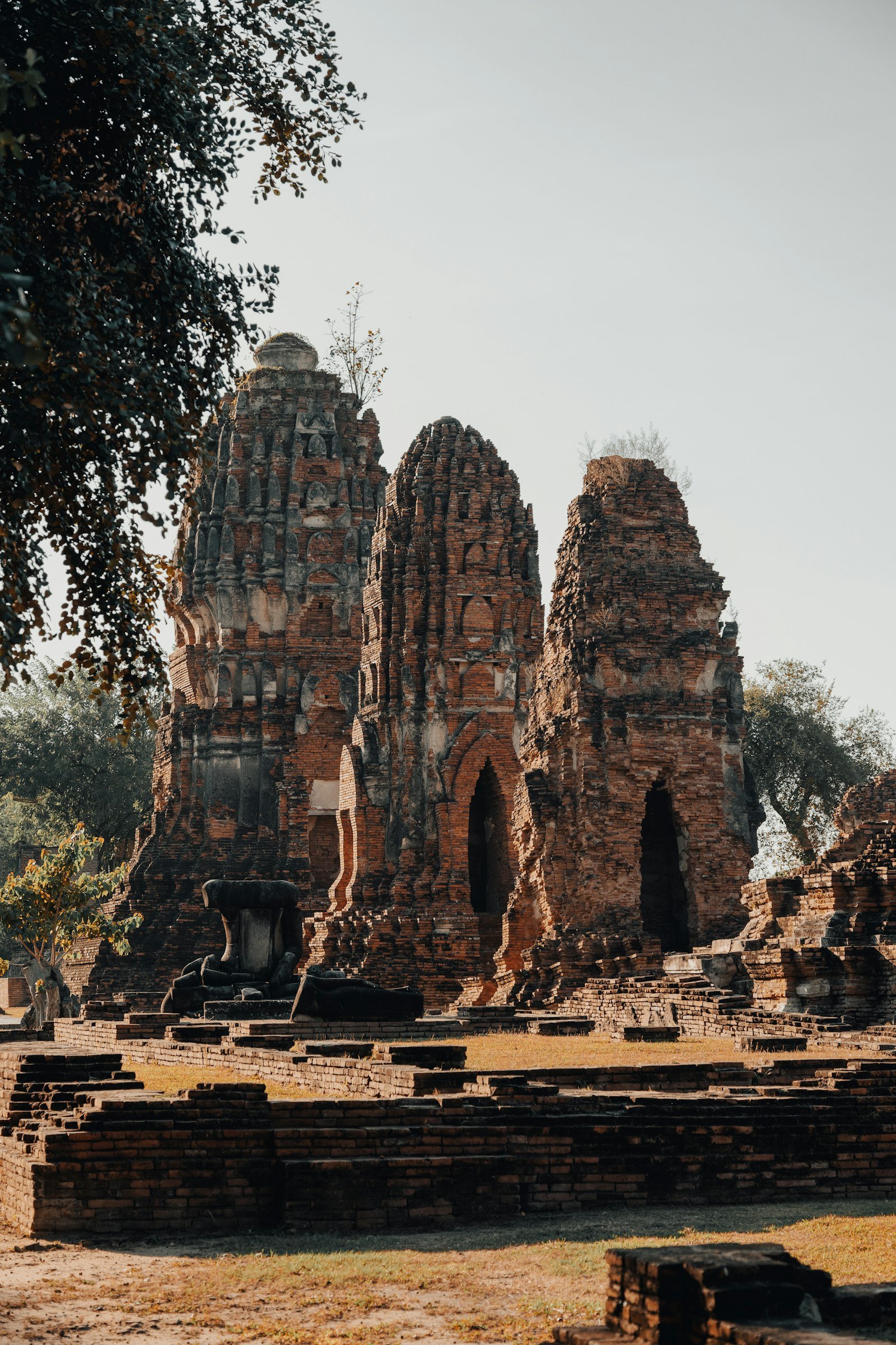Ancient temple ruins at Wat Mahathat in Ayutthaya, Thailand