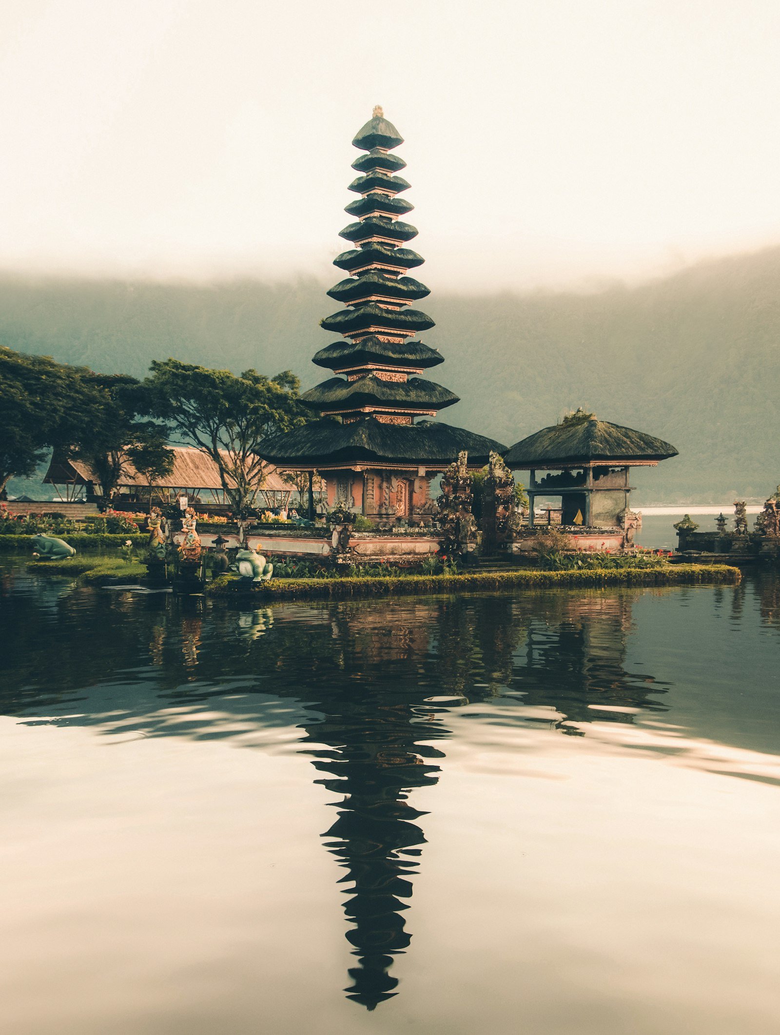 Balinese temple among green tropical landscape